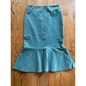 Luisa Beccaria Velvet Mermaid Midi Skirt Teal Size 40 EUC